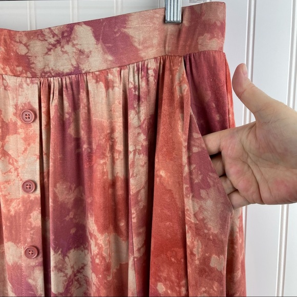 Torrid Supersoft Tie Dye Button Midi Skirt Orange Purple Size 1X - Picture 7 of 13
